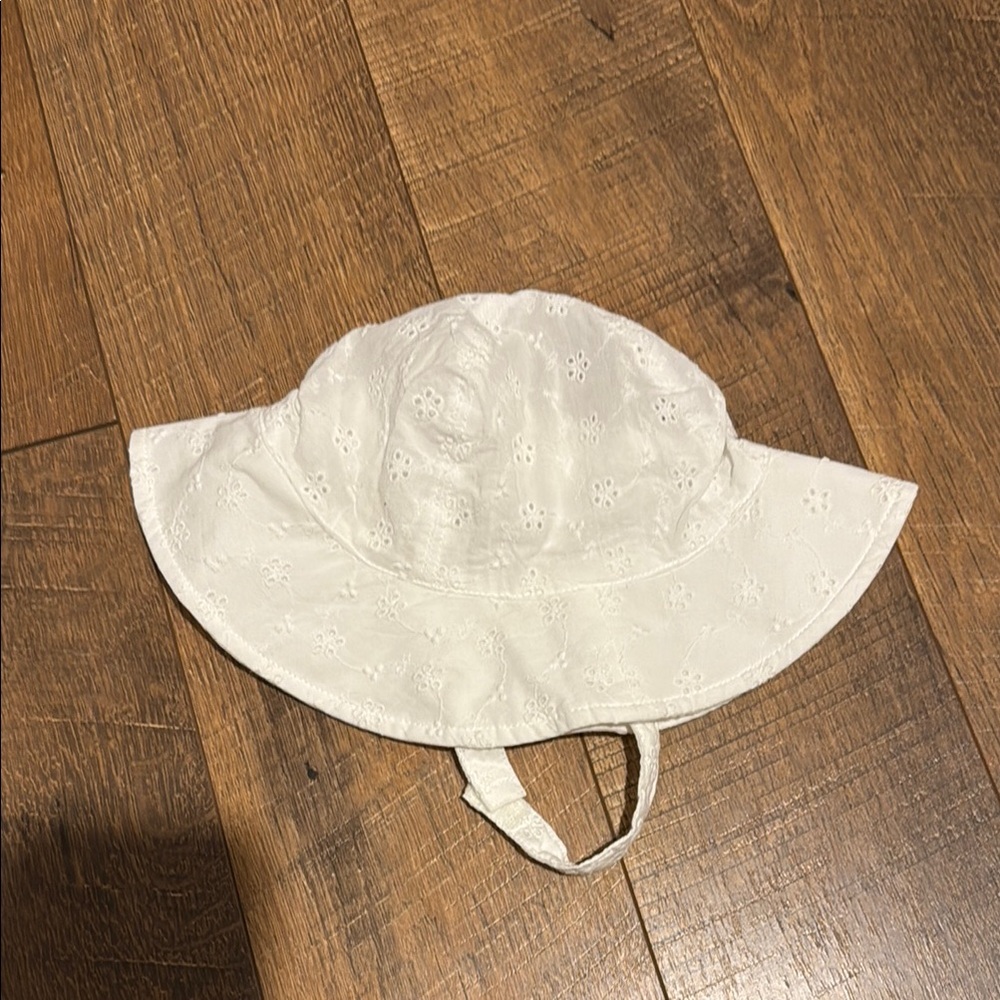 Carter's White Sun Hat with Chin Strap